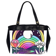 Rainbow Fun Cute Minimal Doodle Drawing Art Oversize Office Handbag (2 Sides) by Jancukart