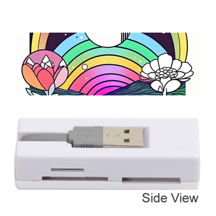 Rainbow Fun Cute Minimal Doodle Drawing Art Memory Card Reader (Stick)