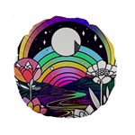 Rainbow Fun Cute Minimal Doodle Drawing Art Standard 15  Premium Round Cushions Front