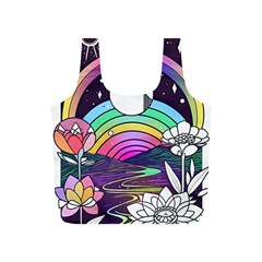 Rainbow Fun Cute Minimal Doodle Drawing Art Full Print Recycle Bag (s)