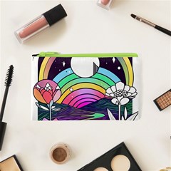 Rainbow Fun Cute Minimal Doodle Drawing Art Cosmetic Bag (xs) by Jancukart