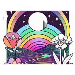 Rainbow Fun Cute Minimal Doodle Drawing Art Two Sides Premium Plush Fleece Blanket (extra Small)