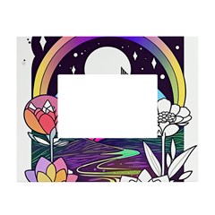 Rainbow Fun Cute Minimal Doodle Drawing Art White Tabletop Photo Frame 4 x6  by Jancukart