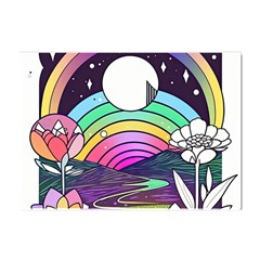 Rainbow Fun Cute Minimal Doodle Drawing Art Crystal Sticker (a4) by Jancukart