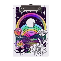 Rainbow Fun Cute Minimal Doodle Drawing Art A5 Acrylic Clipboard