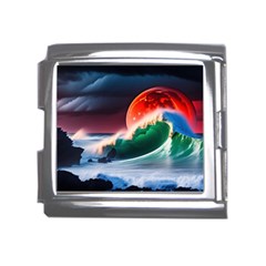 Sea Ocean Waves Rocks Sunset Artwork Mega Link Italian Charm (18mm) by Jancukart