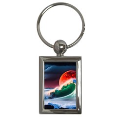 Sea Ocean Waves Rocks Sunset Artwork Key Chain (rectangle) by Jancukart