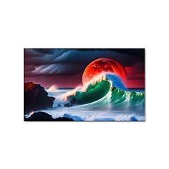 Sea Ocean Waves Rocks Sunset Artwork Sticker (rectangular) by Jancukart