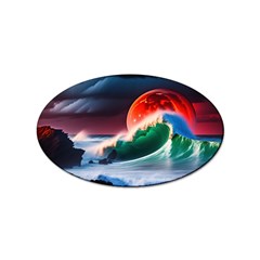 Sea Ocean Waves Rocks Sunset Artwork Sticker Oval (10 Pack) by Jancukart