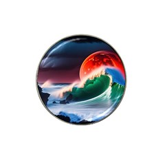 Sea Ocean Waves Rocks Sunset Artwork Hat Clip Ball Marker by Jancukart