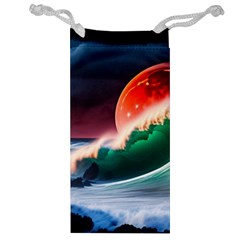 Sea Ocean Waves Rocks Sunset Artwork Jewelry Bag by Jancukart