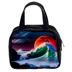 Sea Ocean Waves Rocks Sunset Artwork Classic Handbag (two Sides) by Jancukart