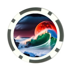 Sea Ocean Waves Rocks Sunset Artwork Poker Chip Card Guard (10 Pack) by Jancukart