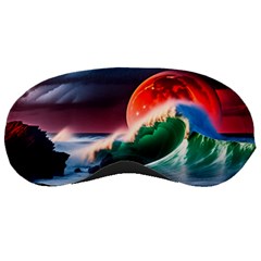 Sea Ocean Waves Rocks Sunset Artwork Sleeping Mask