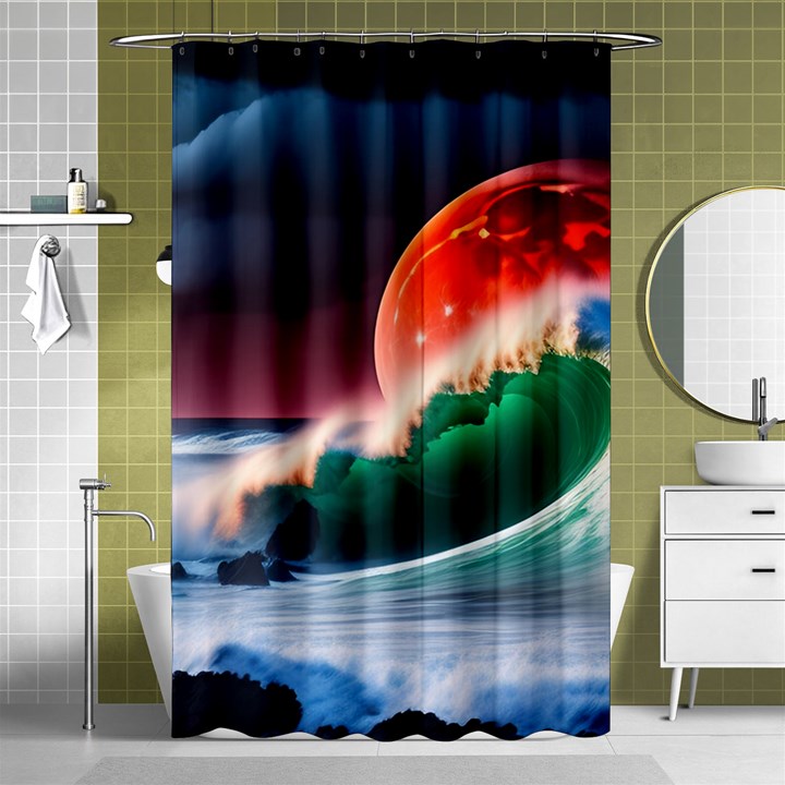 Sea Ocean Waves Rocks Sunset Artwork Shower Curtain 48  x 72  (Small) 