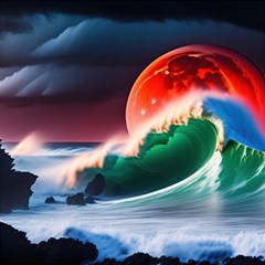 Sea Ocean Waves Rocks Sunset Artwork Play Mat (rectangle) by Jancukart