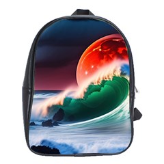 Sea Ocean Waves Rocks Sunset Artwork School Bag (xl) by Jancukart