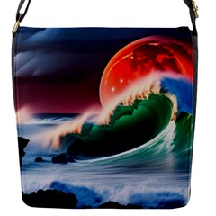 Sea Ocean Waves Rocks Sunset Artwork Flap Closure Messenger Bag (s) by Jancukart