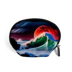 Sea Ocean Waves Rocks Sunset Artwork Accessory Pouch (small)