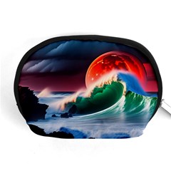 Sea Ocean Waves Rocks Sunset Artwork Accessory Pouch (medium)