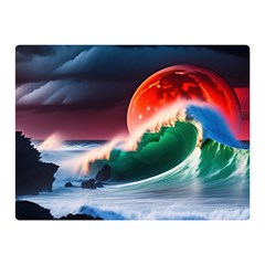 Sea Ocean Waves Rocks Sunset Artwork Two Sides Premium Plush Fleece Blanket (mini) by Jancukart