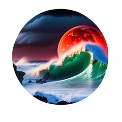 Sea Ocean Waves Rocks Sunset Artwork Mini Round Pill Box by Jancukart