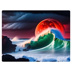 Sea Ocean Waves Rocks Sunset Artwork Two Sides Premium Plush Fleece Blanket (extra Small)