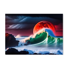 Sea Ocean Waves Rocks Sunset Artwork Crystal Sticker (a4)