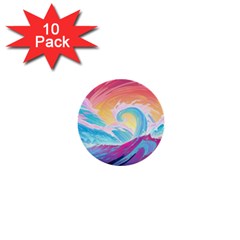 Waves Ocean Sea Tsunami Nautical 9 1  Mini Buttons (10 Pack) 