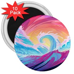 Waves Ocean Sea Tsunami Nautical 9 3  Magnets (10 Pack)  by Jancukart