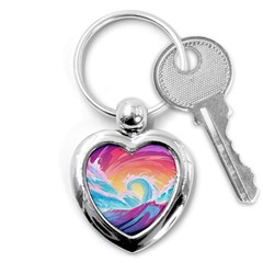 Waves Ocean Sea Tsunami Nautical 9 Key Chain (heart) by Jancukart