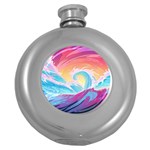 Waves Ocean Sea Tsunami Nautical 9 Round Hip Flask (5 oz) Front