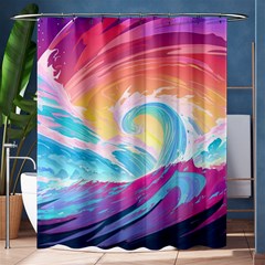 Waves Ocean Sea Tsunami Nautical 9 Shower Curtain 60  X 72  (medium) 