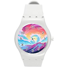 Waves Ocean Sea Tsunami Nautical 9 Round Plastic Sport Watch (m) by Jancukart