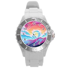 Waves Ocean Sea Tsunami Nautical 9 Round Plastic Sport Watch (l) by Jancukart