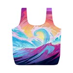 Waves Ocean Sea Tsunami Nautical 9 Full Print Recycle Bag (M) Back