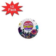 Rainbow Fun Cute Minimal Doodle Drawing 1  Mini Magnet (10 Pack) 