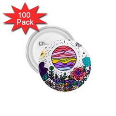 Rainbow Fun Cute Minimal Doodle Drawing 1 75  Buttons (100 Pack) 