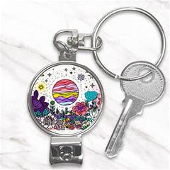 Rainbow Fun Cute Minimal Doodle Drawing Nail Clippers Key Chain by Jancukart