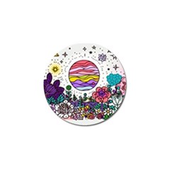 Rainbow Fun Cute Minimal Doodle Drawing Golf Ball Marker