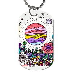 Rainbow Fun Cute Minimal Doodle Drawing Dog Tag (two Sides)