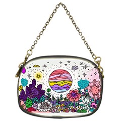 Rainbow Fun Cute Minimal Doodle Drawing Chain Purse (two Sides)