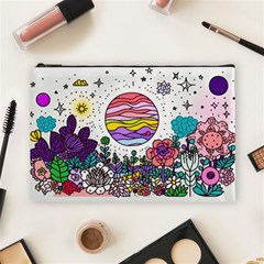 Rainbow Fun Cute Minimal Doodle Drawing Cosmetic Bag (large)