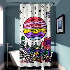 Rainbow Fun Cute Minimal Doodle Drawing Shower Curtain 36  X 72  (stall)  by Jancukart