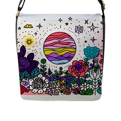 Rainbow Fun Cute Minimal Doodle Drawing Flap Closure Messenger Bag (l)