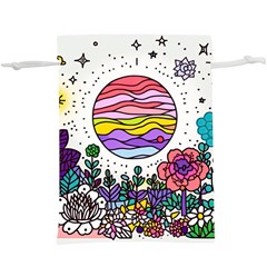 Rainbow Fun Cute Minimal Doodle Drawing Lightweight Drawstring Pouch (xl)