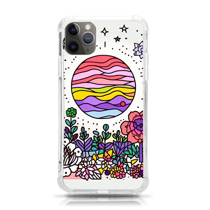 Rainbow Fun Cute Minimal Doodle Drawing iPhone 11 Pro Max 6.5 Inch TPU UV Print Case