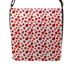 Watercolor Strawberry Flap Closure Messenger Bag (l) by SychEva