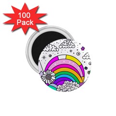 Rainbow Fun Cute Minimal Doodle Drawing 3 1 75  Magnets (100 Pack)  by Jancukart