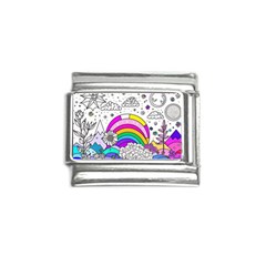 Rainbow Fun Cute Minimal Doodle Drawing 3 Italian Charm (9mm)